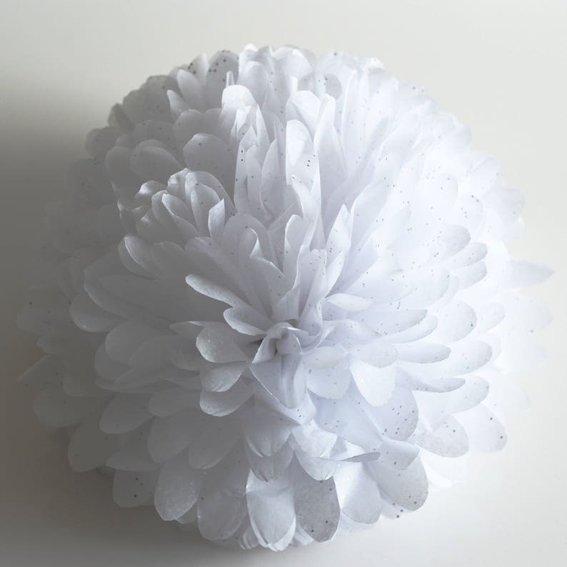 White 15 mixed sizes tissue paper Pom Poms set Wedding pom Etsy