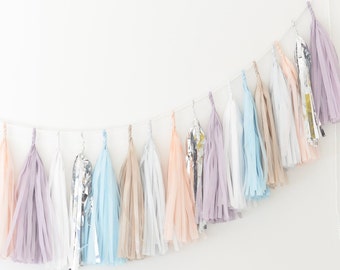 Girlanda z frędzlami w pastelowych kolorach, w pełni złożona, papierowy baner z frędzlami na baby shower, przyjęcie urodzinowe, wystrój weselny, tło girlandy do pokoju dziecięcego