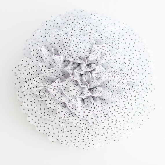 Polka dot tissue paper pom pom Black&white party pom poms Wedding party decor by Decopompoms