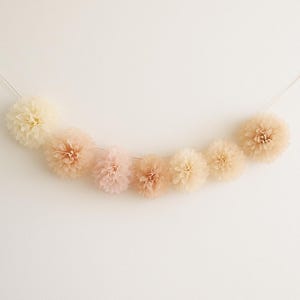 Mini Tissue Paper Pom Pom Garland: Custom Colors, Party Decor, 10ft