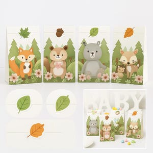Woodland Animal Favor Bags: Forest Friends Party Gift Bags (Set of 4)
