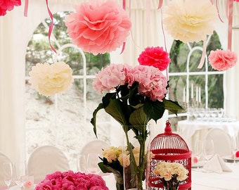 Paper flowers decor | Tissue paper pom pom | Wedding decorations