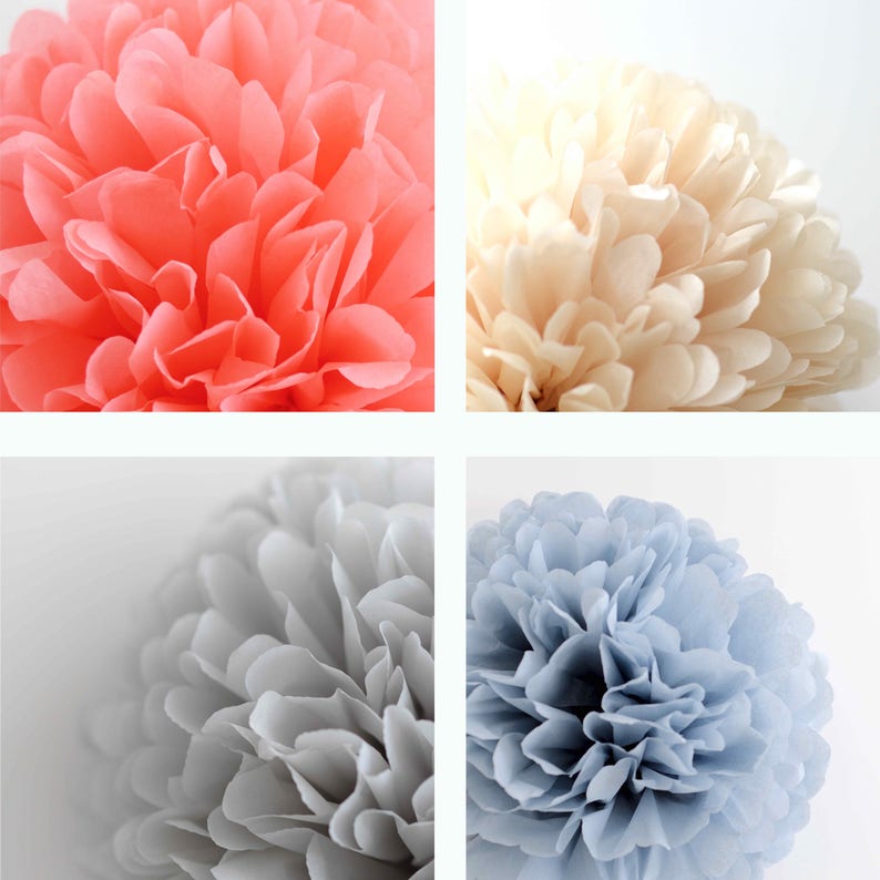 Paper decoration set of 55 Tissue paper flowers Paper decorations set Wedding decorations Wedding isle decor image 8