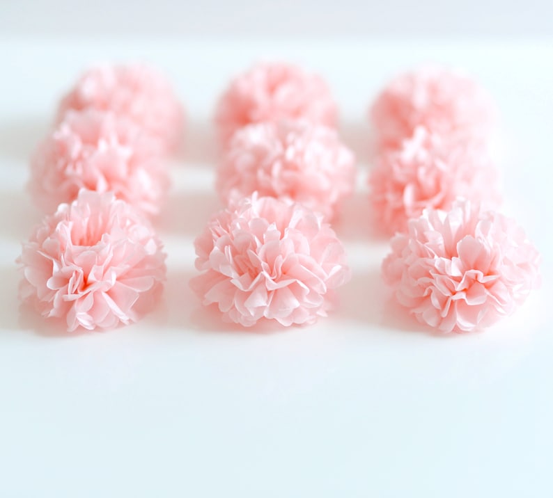 Light Pink Paper Pom Pom Pink Paper Flowers Pastel Wedding Etsy UK