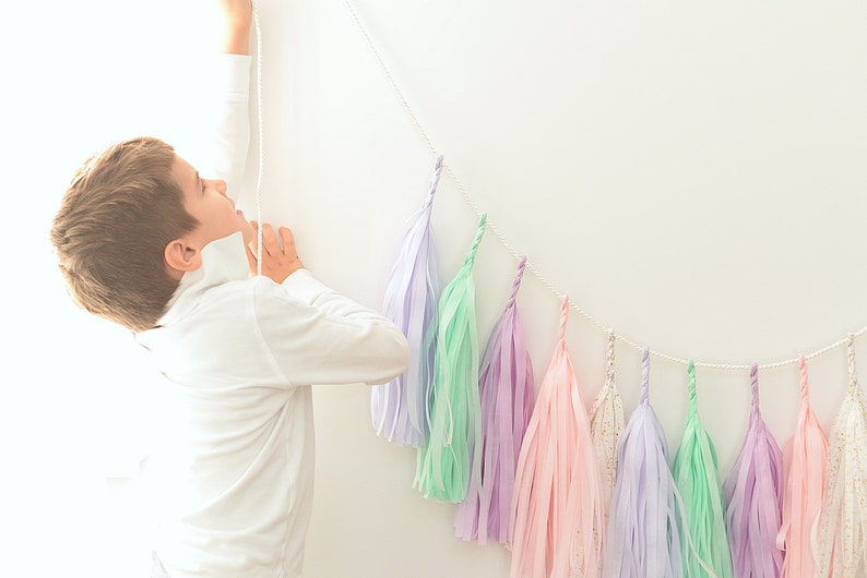Minty Pink And Lilac Fully Assembled Pastel Paper Tassel Etsy
