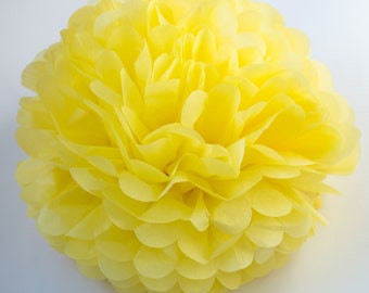 Yellow paper pom poms decorations- various sizes- bright yellow paper flowers wedding, birthday, fall baby shower decorations, bridal shower