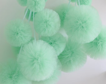 Pompons en tulle vert menthe pour décoration de mariage Boules de tulle baby shower douche nuptiale chambre d'enfants décoration cadeau