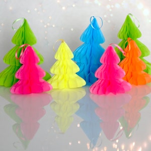 Neon bright Paper Christmas tree honeycomb decoration Xmas paper decorations house worming gift Christmas gift home decorations birthday