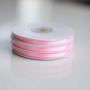 Baby Pink Double Sided Satin Ribbon: Gift Wrapping, Craft Bows (6mm/12mm)
