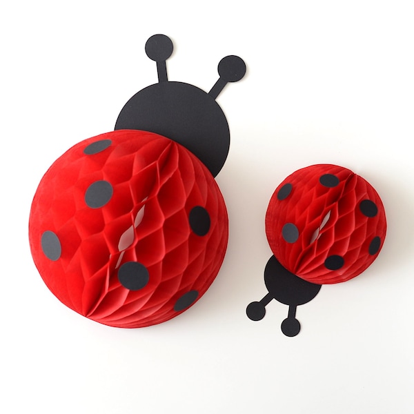 Ladybug Honeycomb Decoration - Paper Ladybird Birthday Decor, Wall and Table Décor
