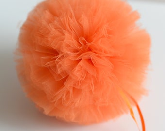 Pompons en tulle orange pour décoration de mariage Boules de tulle baby shower douche nuptiale chambre d'enfants cadeau de décoration d'intérieur