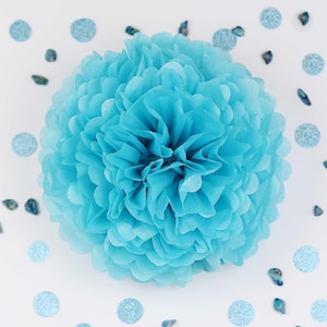 Decorazioni per feste con pompon in carta velina turchese brillante, decorazioni per feste di compleanno e matrimoni di alta qualità, fiori di carta fatti a mano