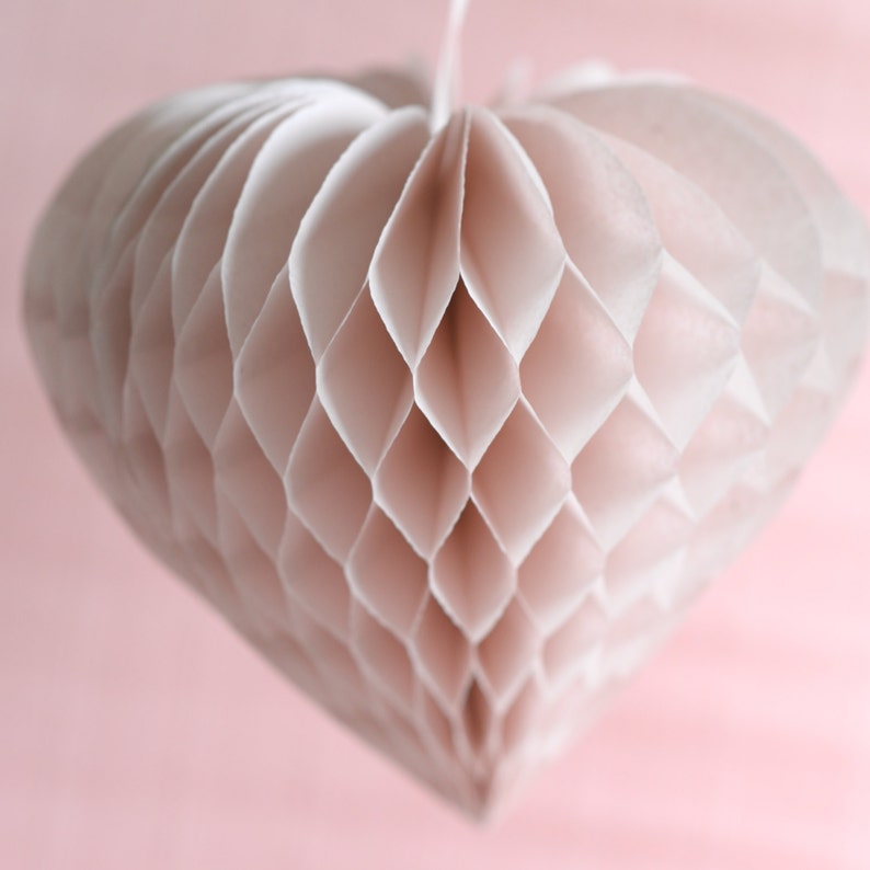 Wedding decorations Paper heart honeycomb dusty pink Blush Valentines decorations image 3