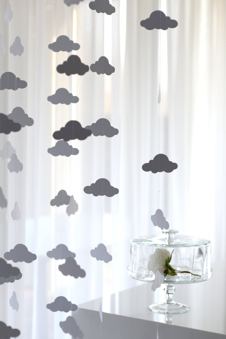 Cloud shaped paper garland 2meters Baby Shower Decorations Nursery Hanging Accessories 1st Birthday Party high chair decorations kids room image 4