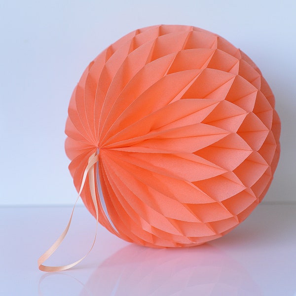 Coral paper honeycomb ball party decoration romantic elegant paper Birthday party, wedding, baby shower , home, office, classroom decor