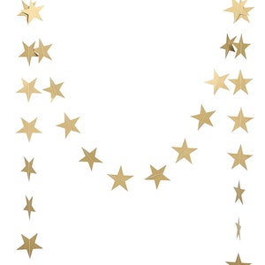 Gold Glitter Star Garland: Stitched Paper Party Decor