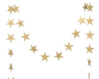 Gold Glitter Star Garland: Stitched Paper Party Decor