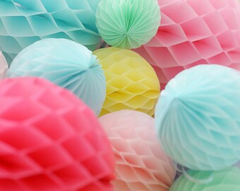 Paper Honeycomb Ball Set: Custom Colors, Party Decorations (Set of 12)