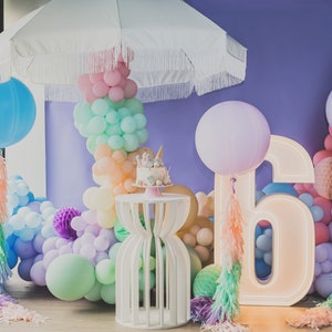 Lavender giant balloon and Paper tassel tail Fringe garland baby shower, gender reveal, wedding birthday party lilac blush mint light blue image 3