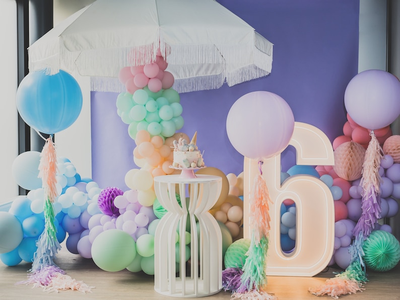 Lavender giant balloon and Paper tassel tail Fringe garland baby shower, gender reveal, wedding birthday party lilac blush mint light blue image 3