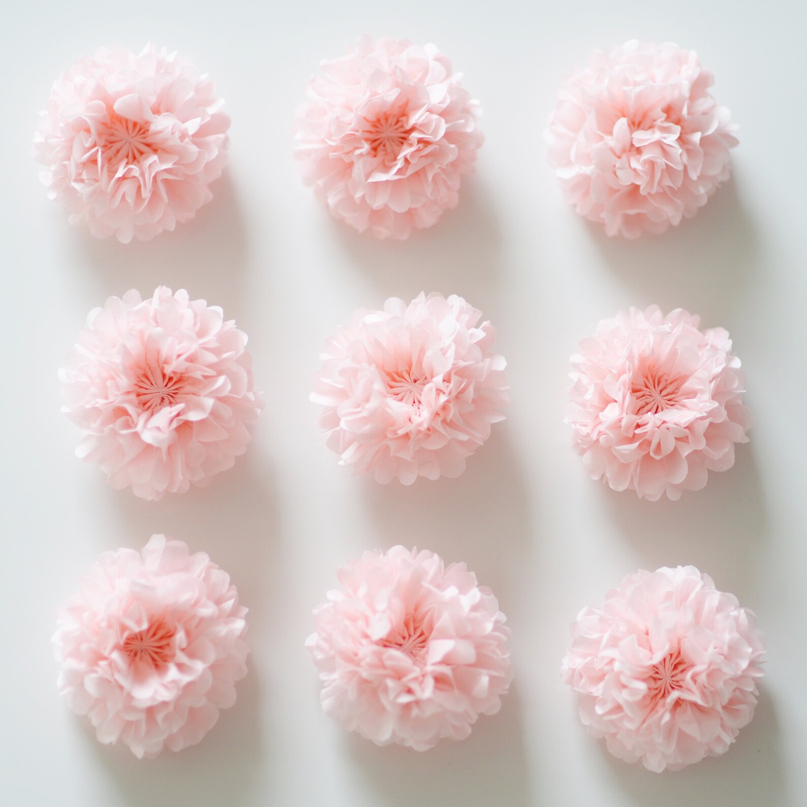 40 Tiny Paper Pom Poms Garland Baby Shower Garland Blush Etsy