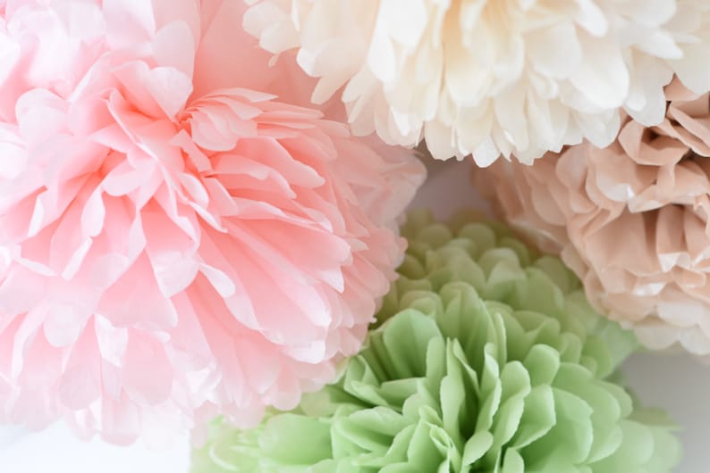 Handmade Tissue Paper Pom Poms, Custom Colors, Party Ceiling Decor image 3