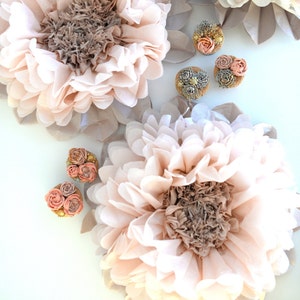 Dusty blush paper flower set | Large tissue paper flowers