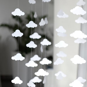 Cloud shaped paper garland 2meters Baby Shower Decorations Nursery Hanging Accessories  1st Birthday Party high chair decorations kids room