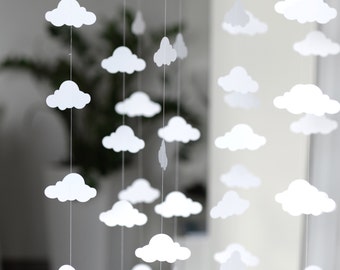 2 Meter Papiergirlande mit Wolke: 2 Meter Baby Girlande