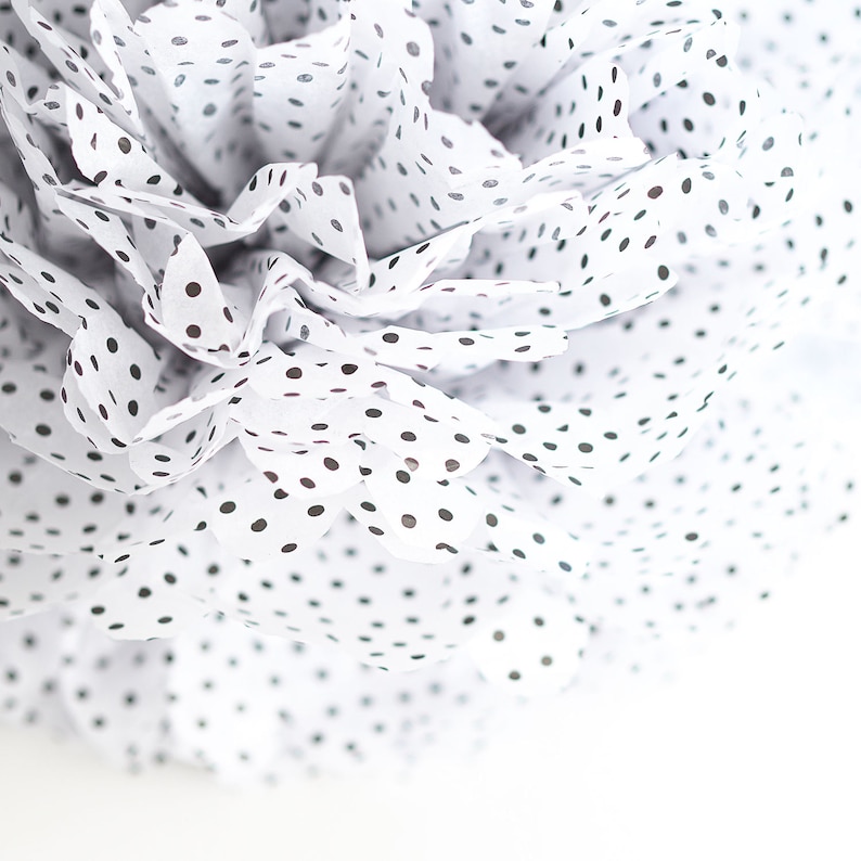 Polka Dot Tissue Paper Pom Pom Black&white Party Pom Poms Etsy