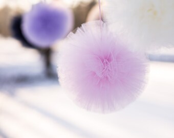 2 large tulle pom poms set | Large tulle balls | Tulle nursery decor wedding decor