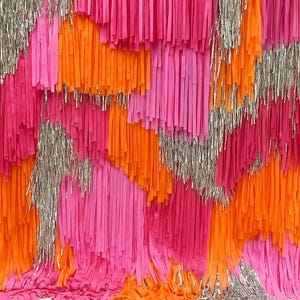 Orange sherbet Fringe Streamer Backdrop – Tinsel Curtain, Fringe Wall, Party Photo Booth, Wedding, Birthday, Event decor Festival Backdrop