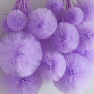 Small tulle pom poms | Lilac tulle balls | Tutu wedding decorations