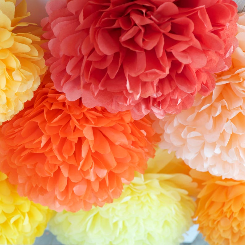 Paper decoration set of 55 Tissue paper flowers Paper decorations set Wedding decorations Wedding isle decor image 5