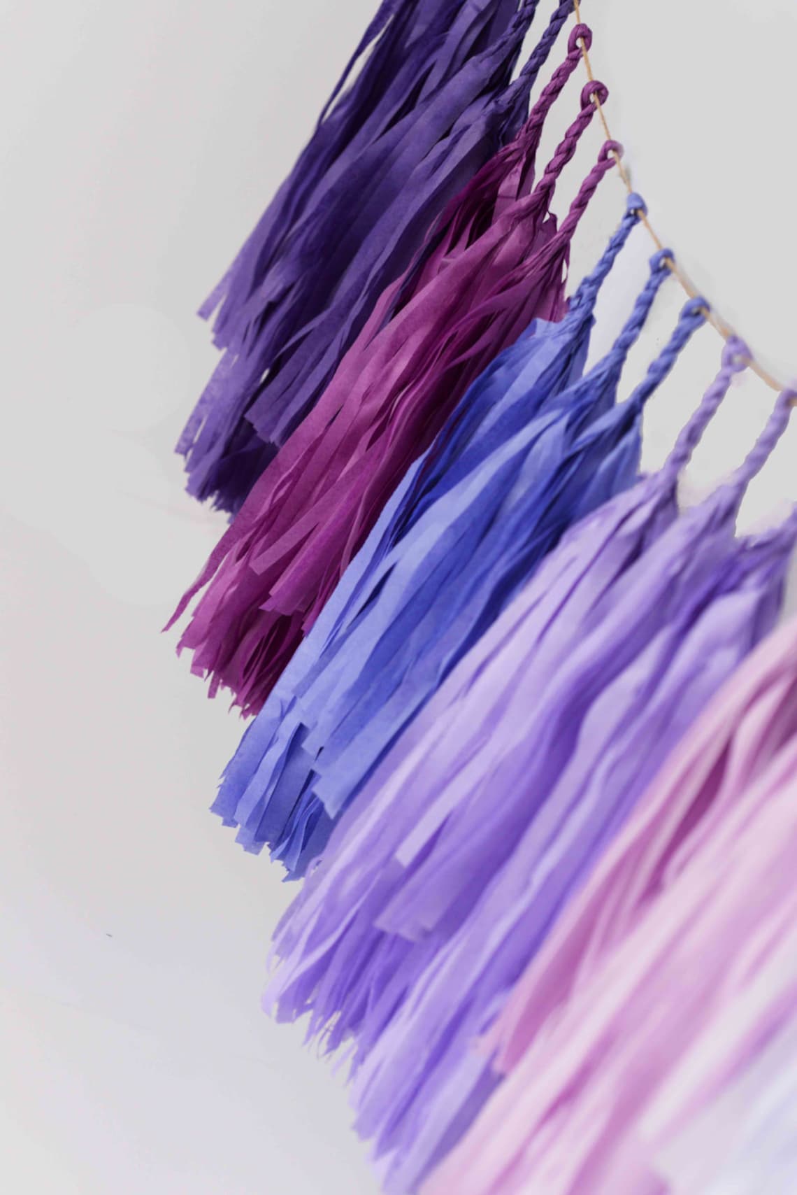 Ombre Purple Tassel Garland Paper Fringe Garland Birthday Etsy