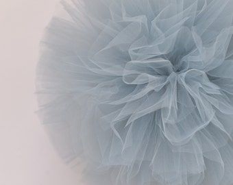 Pompons en tulle bleu marine | décoration de mariage bleu cendré | Boules de tulle - décorations de mariage pour baby shower | cadeau déco