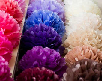 5 large tissue Pom Poms - - pick your colors- wedding party decorations - nursery decor
