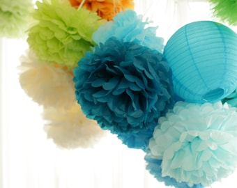 Paper pom pom set of 6 | Paper flowers | Birthday decorations | Baby shower decor