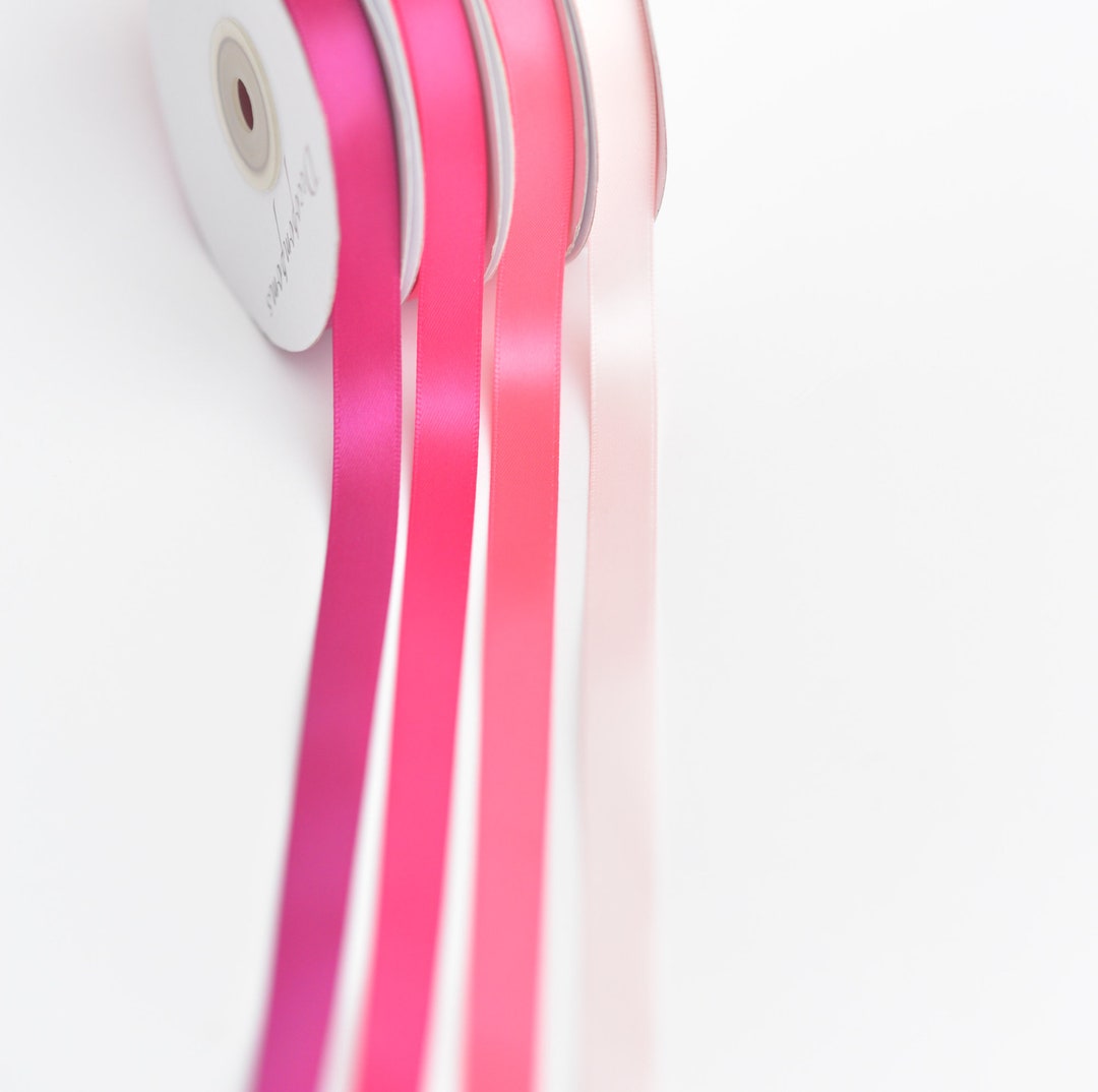 Pink Double Sided Satin Ribbon Full Roll 25m 6 / 12 Mm Bright Etsy