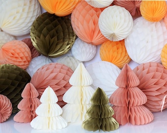 Adornos de papel para árbol de Navidad / Bolas de panal / Decoración de Año Nuevo / Decoración para fiestas de invierno