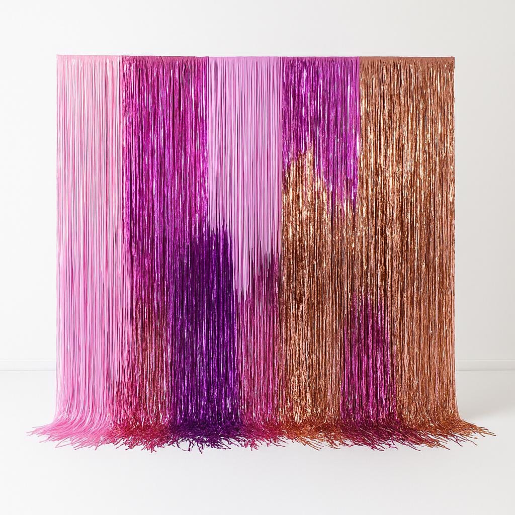 Pink Mylar Fringe Backdrop: Rainbow Party Photo Wall