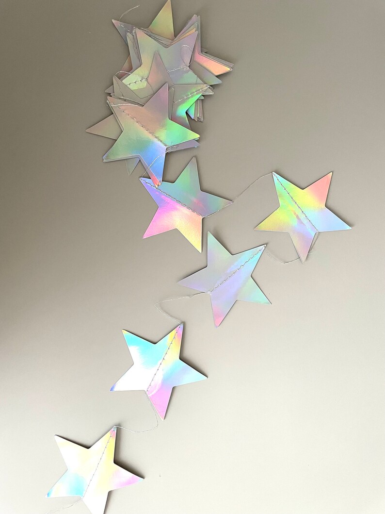 Stitched paper star garland Mirror banner Nursery Birthday Baptism Children party Decor Photo Prop wedding backdrop image 2