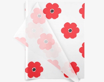 Luxury Floral Tissue Paper – Large Red Flower Print | 10 Eco-Friendly Gift Wrap Sheets 20x30”