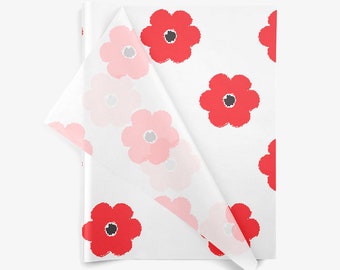 Flowers at Large tissue paper sheets  10 sheets red poppy flowers gift wrap craft arts retail packaging paper