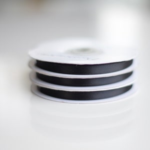 Black double sided satin ribbon, 5m or full roll 25m width 12mm / 6mm Gift wrap satin ribbon High quality craft gift bow ribbon