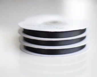 Black double sided satin ribbon, 5m or full roll 25m width 12mm / 6mm Gift wrap satin ribbon High quality craft gift bow ribbon