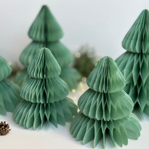 Sage green paper  honeycomb Christmas tree | Dusty green Honeycomb Christmas tree | Festive home decor | Xmas table centrepiece