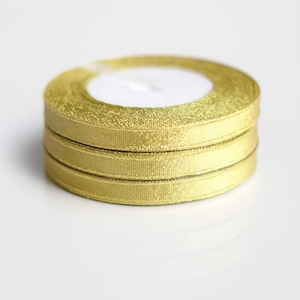 Golden doublesided  satin ribbon - 25 meters / full roll / 10mm