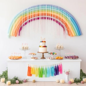 Ghirlanda di nappe di carta arcobaleno, decorazione per feste, ghirlanda di frange per decorazioni per feste arcobaleno, decorazioni per feste di compleanno, decorazioni per matrimoni e lauree.