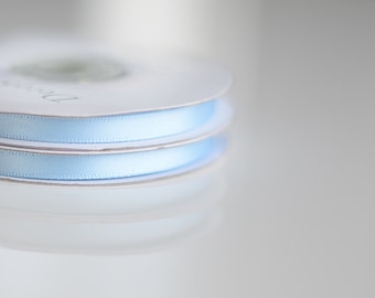 Light Blue Double Sided Satin Ribbon, 6mm and 12mm, 5m and 25m Rolls for Gift Wrap, Crafts, Weddings and Bows